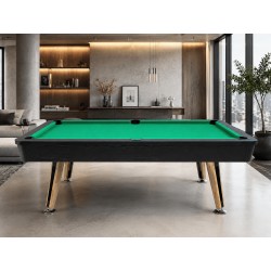 Billardtisch Vel Amo 8ft mit Steinplatte 22mm Schwarz, Grünes Billardtuch