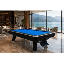 Billardtisch Select 8ft mit Schieferplatte 25mm Schwarz, Blaues Billardtuc
