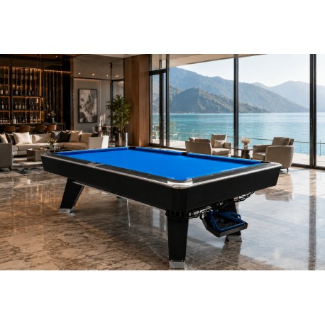 Billardtisch Select 8ft mit Schieferplatte 22mm Schwarz, Blaues Billardtuc